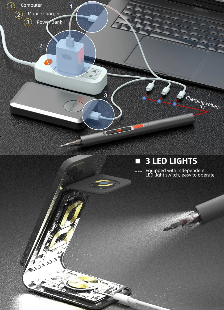 Bộ tua vít điện mini đa năng CREATIONSPACE CS0701A 26in1 pin sạc